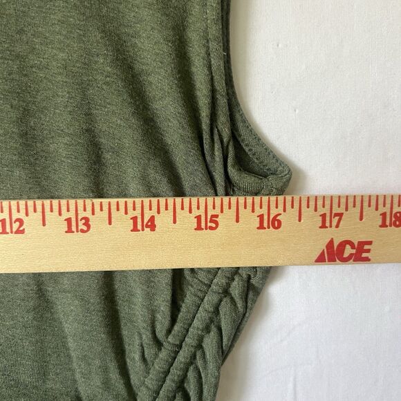 DKNY Green Side Ruched Stretch Midi Minimalist Bodycon Y2K Casual Dress Size M - Picture 5 of 7